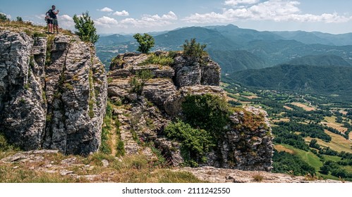 06-27-2020; Castelnovo ne Monti. On the top of the Pietra di Bismantova - Bismantova Stone -, Reggio Emilia province, Emilia Romagna, Italy.