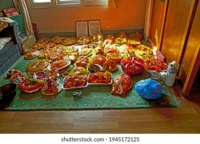 07-03-2014 – 14:29:29 Preparation For Marriage In A House, Gifts, And Articles Packed To Accompany The Bride-groom While He Goes To Grooms Place To Get Married.  Kathmandu, Nepal