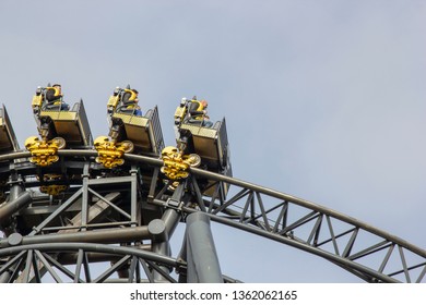 07.04.2019 Alton Towers Resort, UK. The Smiler Rollercoaster At Alton Towers Theme Park In Staffordshire.