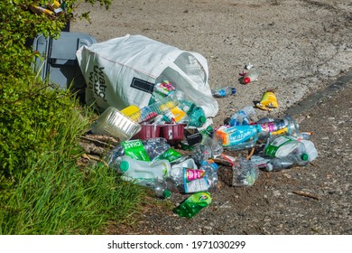 07.05.21 Rainford, St Helens, Merseyside, UK. Domestic Rubbish Spilled Over On Berrington Lane In St Helenslane In St Helens