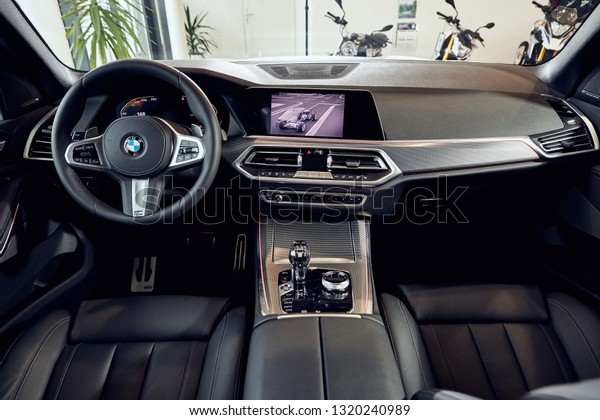08 of Fabruary,\
2018 - Vinnitsa, Ukraine. New BMW X5 car presentation in showroom -\
interior inside the cabin