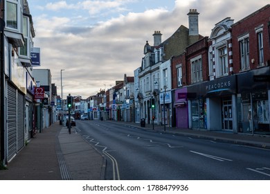 08/02/2020 Portsmouth, Hampshire, UK An Empty London Road Shops In North End Portsmouth, A Typical English High Street