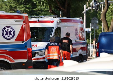 08.04.2022 Wroclaw, Poland, Doctor And Paramedic During The Action In The Street.