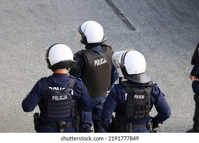 08.06.2022 Wroclaw, Poland, A Policeman Of The Prevention Department On The Security Of A Sports Event.