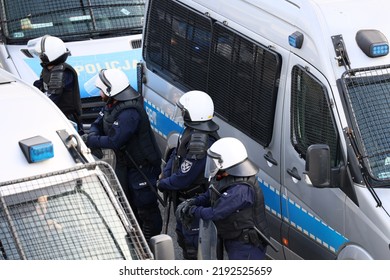 08.06.2022 Wroclaw, Poland, A Policeman Of The Prevention Department On The Security Of A Sports Event.