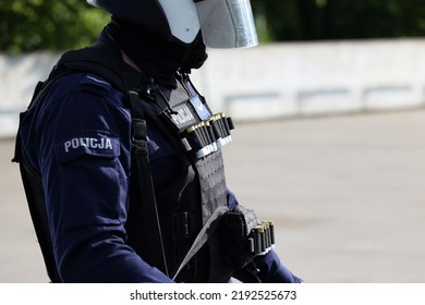 08.06.2022 Wroclaw, Poland, A Policeman Of The Prevention Department On The Security Of A Sports Event.