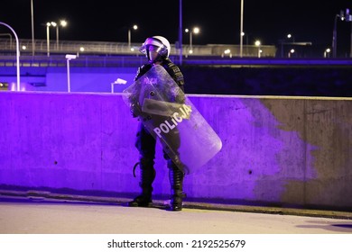 08.06.2022 Wroclaw, Poland, A Policeman Of The Prevention Department On The Security Of A Sports Event.