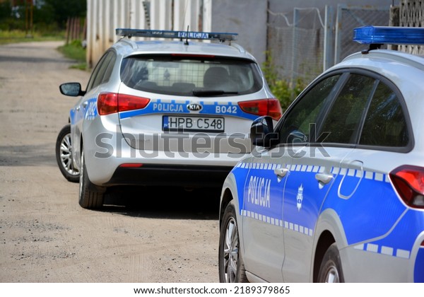 08.11.2022 wroclaw,\
poland, A police car of the Polish police during the intervention\
in the railway area.
