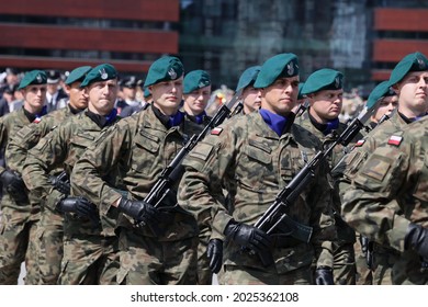08.15.2021 wroclaw, poland, ceremonial entourage of the Polish army - roll call and parade.
