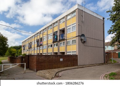 08/24/2020 Portsmouth, Hampshire, UK Typical English Social Housing Or Council Flats