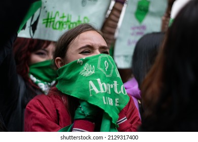 «Bogotá, Colombia»; 09 february, 2022: Woman Protesting Legalization of Abortion in Colombia»