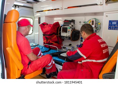 09.09.2020 teplik ukraine. ambulance workers check working equipment