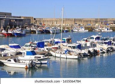 09/17/2016- Spain. View Of Small  Harbor With Nautical Vessels In  Cádiz Province Of Spain.