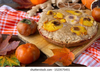 1 Autumn Homemade Persimmon Pie, Whole Fresh Persimmon,