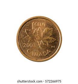 1 canadian cent coin (2003) obverse isolated on white background