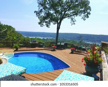 #1 Classic Money Shot; Scenic Panoramic Beauty Of Swimming Pool And Water Views, Leisure Or Wealthy Lifestyles, Lake Living, Real Estate, Accomplishment, Vacations Ideas