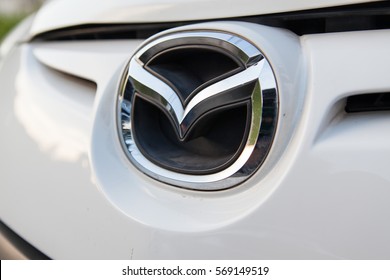 1 february 2017:in chiangmai thailand, The Mazda symbol. Mazda, is a Japanese automaker based in Fucha, Aki District, Hiroshima Prefecture, Japan.