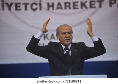 1 October 2010. Kars, Turkey. Devlet Bahçeli  Is A Turkish Politician Who Has Been The Chairman Of The Nationalist Movement Party Since 6 July 1997