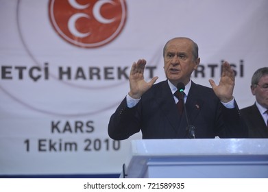 1 October 2010. Kars, Turkey. Devlet Bahçeli  Is A Turkish Politician Who Has Been The Chairman Of The Nationalist Movement Party Since 6 July 1997