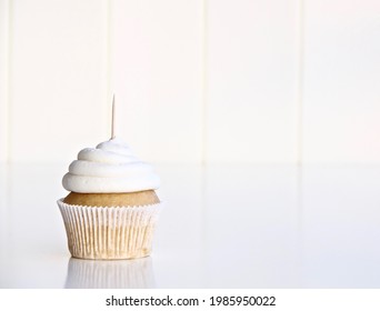 1 White Cupcake With Stick For Topper , Cupcake Mock Up