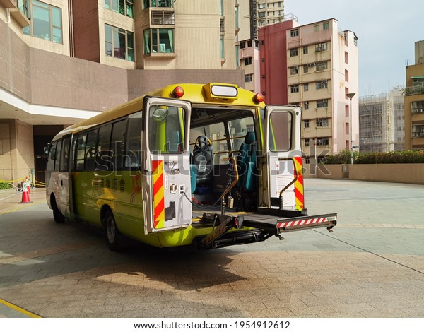 10 4 2021 barrier-free vehicle of hong kong\
society for rehabilitation for person of disabilities, chronic\
illnesses, the elderly to go to hospital, workplace, school, social\
and recreational activity