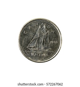10 canadian cent coin (1998) obverse isolated on white background