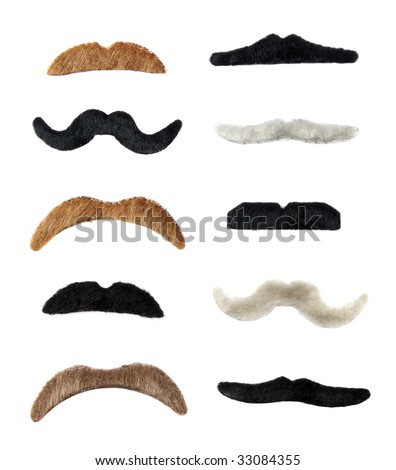 10 colored mustaches isolated over white background