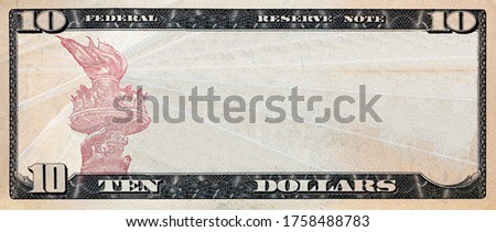10 dollar bill with empty middle area