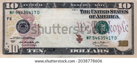 10 dollar bill with empty middle area