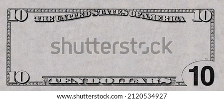 10 dollar bill with empty middle area for design purpose