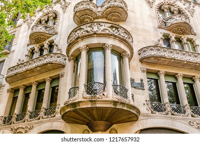 10 JULY 2018, BARCELONA, SPAIN: Architecture Of A Casa Lleo Morera Building