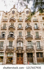 10 JULY 2018, BARCELONA, SPAIN: Architecture Of A Casa Lleo Morera Building