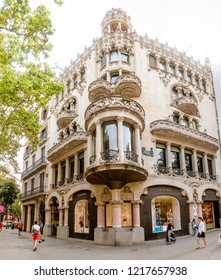 10 JULY 2018, BARCELONA, SPAIN: Architecture Of A Casa Lleo Morera Building