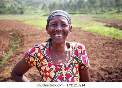 10 July 2019 - Kisumu, Rwanda : A Rural Woman Farmer In Her Fields In Rwanda.