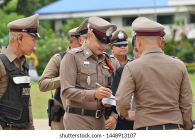 10 July 2019. The police in Khon kaen are joining for police tactical training contest at the stadium in Nam pong district, Khon Kaen, Thailand.