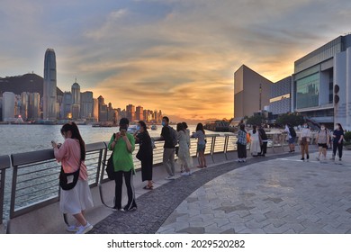 10 July 2021 People At Avenue Of Stars. TST Hong Kong