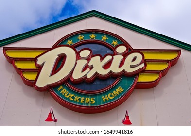 10 June 2009, McLean, IL, USA - The Iconic Dixie Diner Sign. The Diner Was Once A Famous Truck Stop On Route 66, The Mother Road.