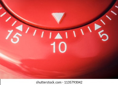 10 Minutes - Macro Of A Flat Red Kitchen Egg Timer
