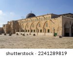 10 Nov 2022 The  Al-Aqsa mosque with its lead dome located on the Temple Mount in Jerusalem Israel the site of the original historic Jewish Temple that was built by King Solomon