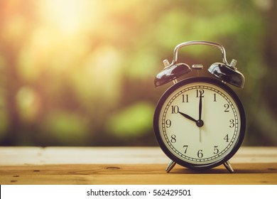 10 o'clock retro clock vintage color tone in the garden