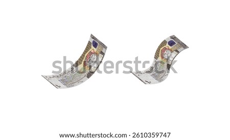 10 rial Omani  in different shape positions