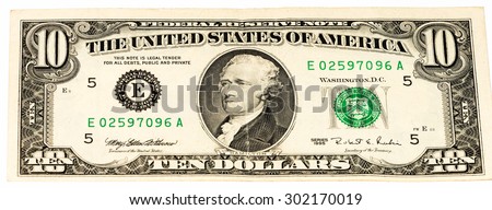 10 US dollars bank note made in 1995