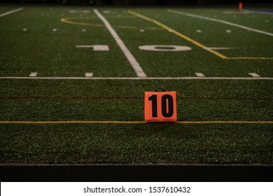 10 Yard Sideline Marker On High School Football Field