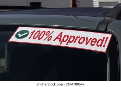 100% Approved Sign At A Buy Here Pay Here Used Car Lot. Many Buy Here Pay Here Car Dealerships Do Not Require Good Credit But May Track Your Car If You Miss Payments.