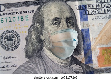 100 dollar banknote with a face mask. World crisis - Shutterstock ID 1671177268