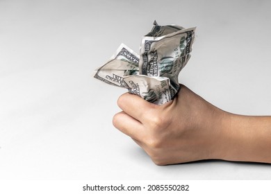 100 Dollar Bills Crumpled By Hand Like Worthless Things.