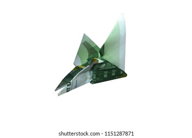 100 Hundred Euro € Paper Bill Folded Into A Flying Origami Butterfly Easy Money Interest