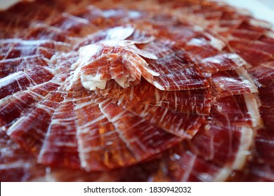 
100% Iberian Spanish ham texture hand cut