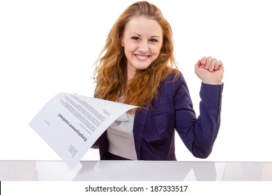 100 Percent Pure White Background, Teen Girl Is Happy