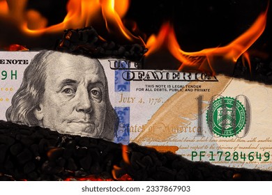 100  US dollar banknote in flame ror design purpose - Powered by Shutterstock